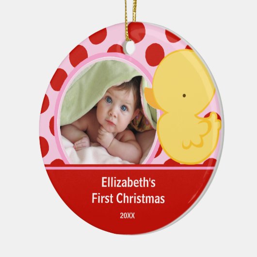 Babys First Kerstfoto Ornament Duck Boy (Links)