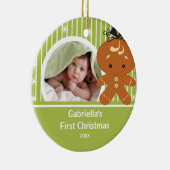 Babys First-kerstfoto-ornament Gingerbrood Keramisch Ornament (Rechts)