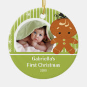 Babys First-kerstfoto-ornament Gingerbrood Keramisch Ornament (Voorkant)