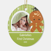 Babys First-kerstfoto-ornament Gingerbrood Keramisch Ornament (Links)
