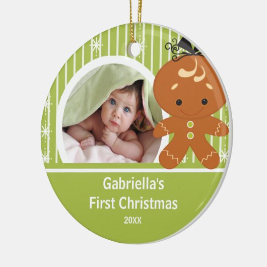 Babys First-kerstfoto-ornament Gingerbrood Keramisch Ornament (Links)