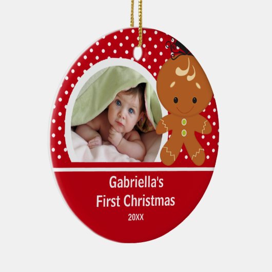 Babys First-kerstfoto-ornament Gingerbrood Keramisch Ornament (Rechts)