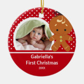 Babys First-kerstfoto-ornament Gingerbrood Keramisch Ornament (Voorkant)