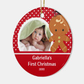 Babys First-kerstfoto-ornament Gingerbrood Keramisch Ornament (Links)