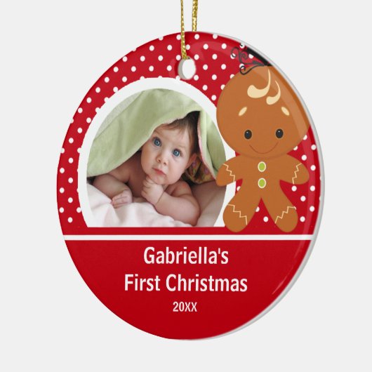 Babys First-kerstfoto-ornament Gingerbrood Keramisch Ornament (Links)