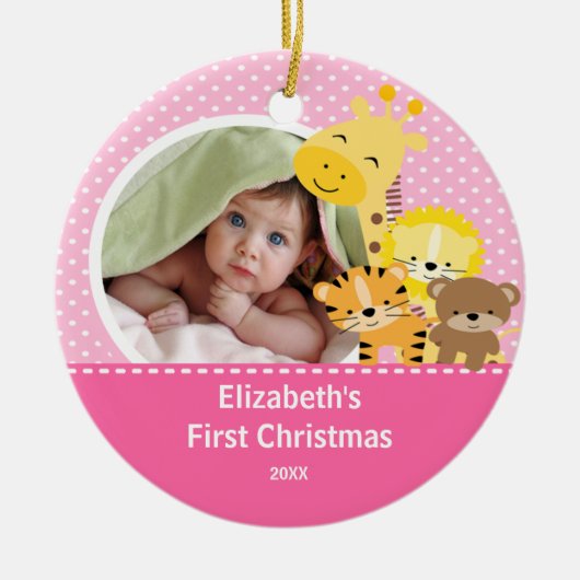 Babys First kerstfoto Ornament Giraffe (Voorkant)