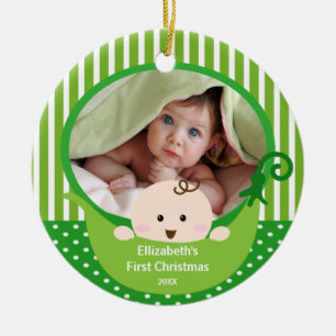 Babys First Kerstfoto Ornament Little Pea
