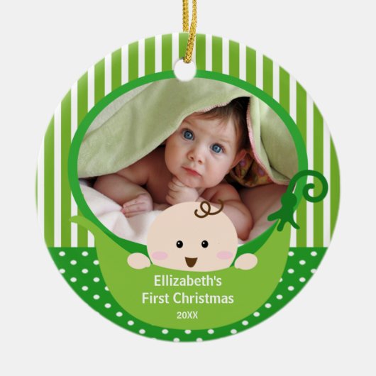 Babys First Kerstfoto Ornament Little Pea (Voorkant)