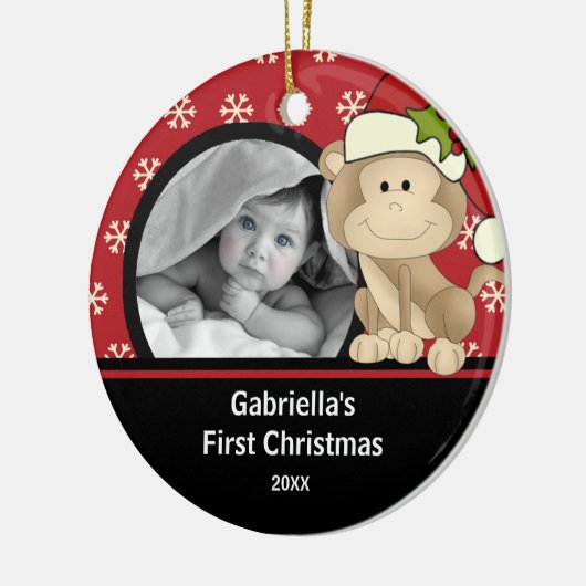 Babys First Kerstfoto Ornament Monkey (Links)