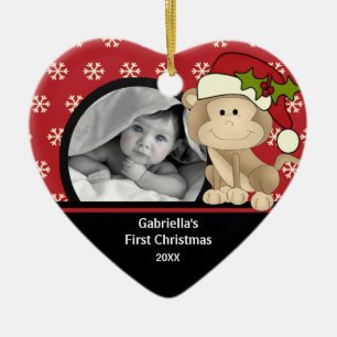 Babys First Kerstfoto Ornament Monkey
