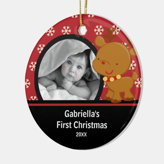 Babys First Kerstfoto Ornament Reindeer (Links)