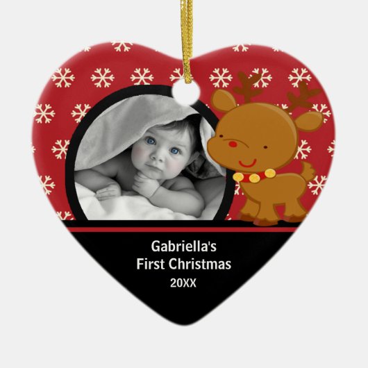 Babys First Kerstfoto Ornament Reindeer (Voorkant)