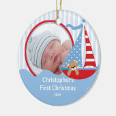 Babys First kerstfoto Ornament Sailboat (Links)