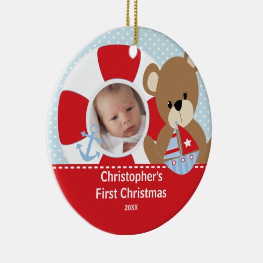 Babys First kerstfoto Ornament Sailboat (Rechts)