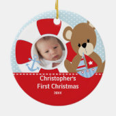 Babys First kerstfoto Ornament Sailboat (Achterkant)