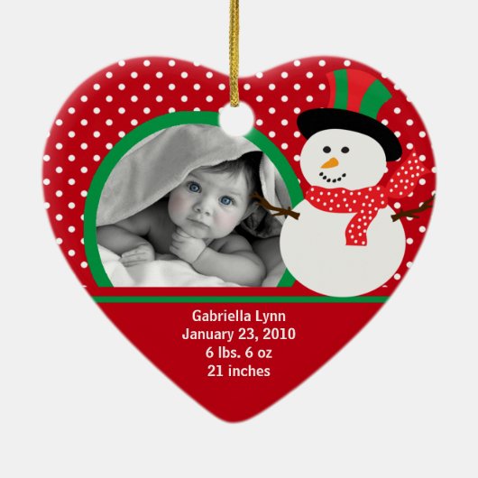 Babys First Kerstfoto Ornament Snowman (Achterkant)