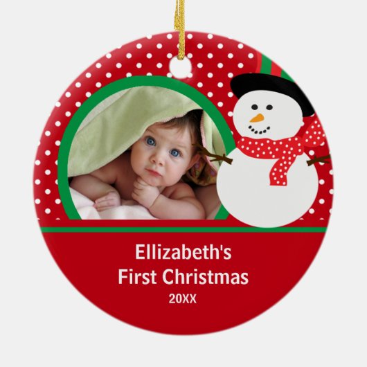 Babys First Kerstfoto Ornament Snowman (Achterkant)