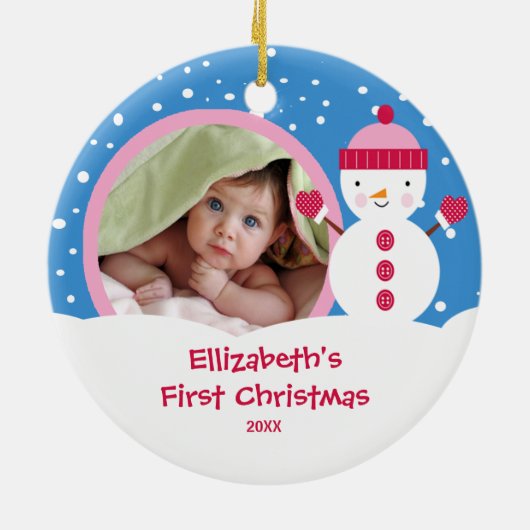 Babys First Kerstfoto Ornament Snowman (Achterkant)