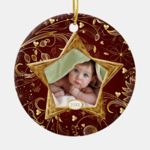 Baby's First kerstfoto-ornament Star Gold Keramisch Ornament