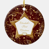 Baby's First kerstfoto-ornament Star Gold Keramisch Ornament (Achterkant)