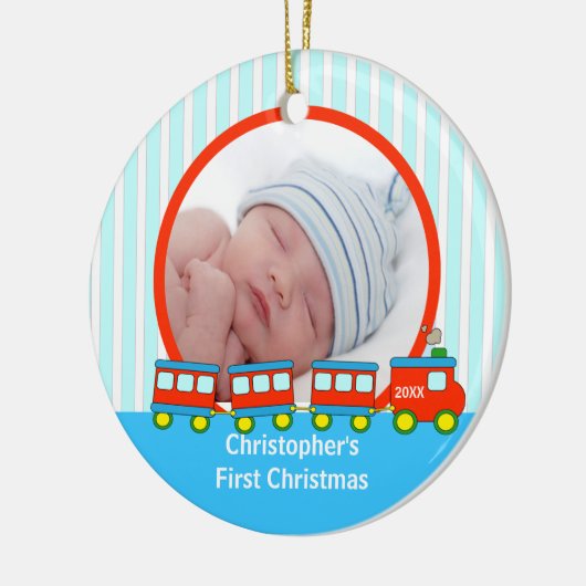 Babys First kerstfoto-sieraden Keramisch Ornament (Links)