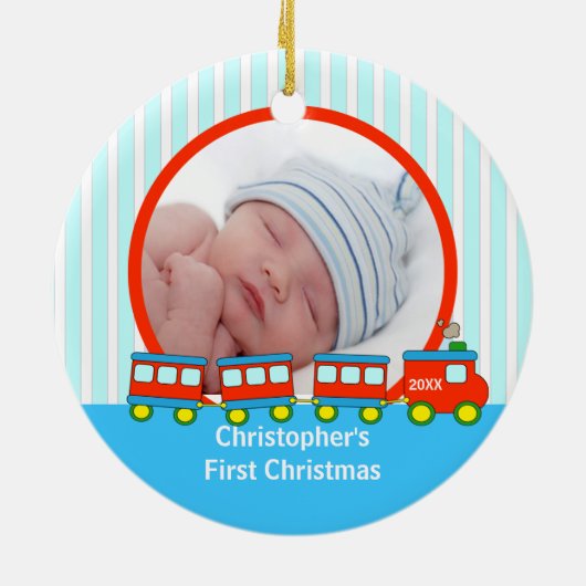 Babys First kerstfoto-sieraden Keramisch Ornament (Achterkant)