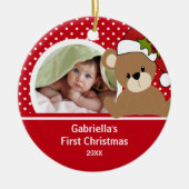 Babys First-kerstfoto van Teddy Bear Keramisch Ornament (Voorkant)