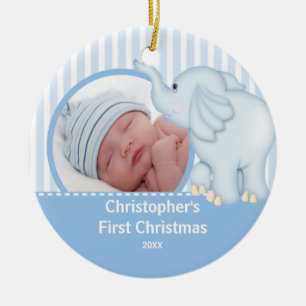 Babys First Kerstfotoornament Elelphant Keramisch Ornament