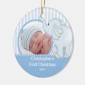 Babys First Kerstfotoornament Elelphant Keramisch Ornament (Links)