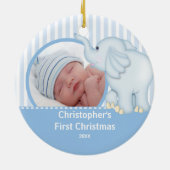 Babys First Kerstfotoornament Elelphant Keramisch Ornament (Achterkant)