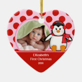 Babys First Kerstfotoornament Penguin Keramisch Ornament (Voorkant)