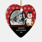 Babys First Kerstfotoornament Penguin Keramisch Ornament (Rechts)