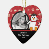 Babys First Kerstfotoornament Penguin Keramisch Ornament (Links)