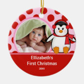 Babys First Kerstfotoornament Penguin Keramisch Ornament (Voorkant)