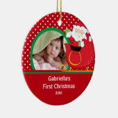 Babys First Kerstfotoornament Santa Keramisch Ornament (Rechts)