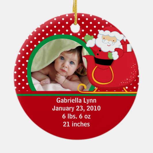 Babys First Kerstfotoornament Santa Keramisch Ornament (Achterkant)