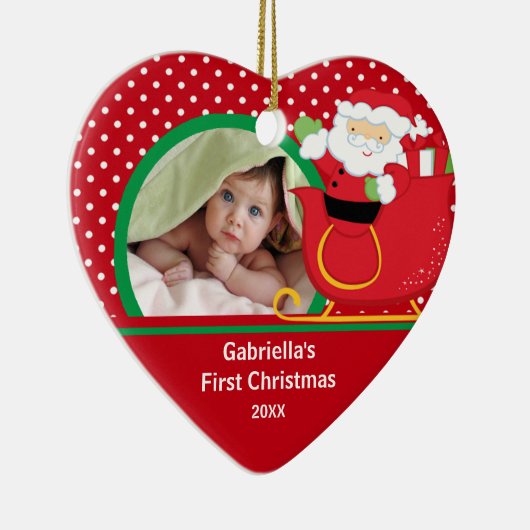 Babys First Kerstfotoornament Santa Keramisch Ornament (Rechts)