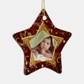 Baby's First Kerstfotoornament Star Gold Keramisch Ornament (Rechts)