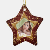 Baby's First Kerstfotoornament Star Gold Keramisch Ornament (Links)
