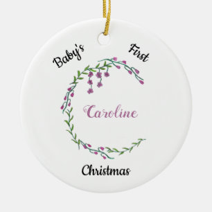 Baby's First KerstGirly Letter C Monogram Keramisch Ornament