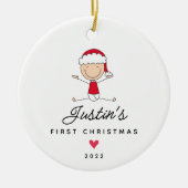 Baby's First Kerstman Baby Boy keramiek Keramisch Ornament (Voorkant)