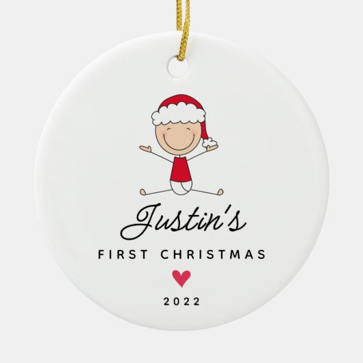 Baby's First Kerstman Baby Boy keramiek Keramisch Ornament (Voorkant)