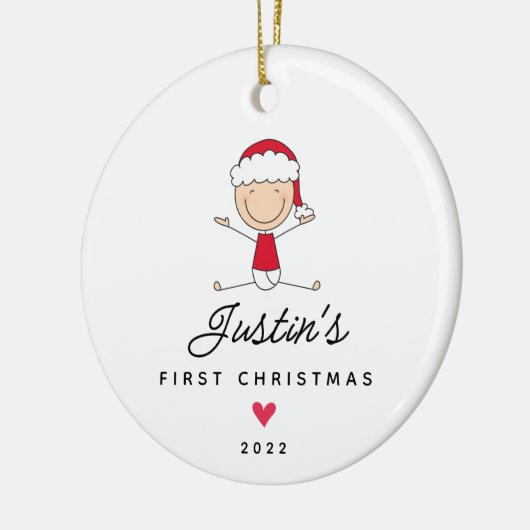 Baby's First Kerstman Baby Boy keramiek Keramisch Ornament (Links)