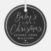 Baby's First Kerstman Custom Name Black Keepomwill Glas Ornament (Voorkant)