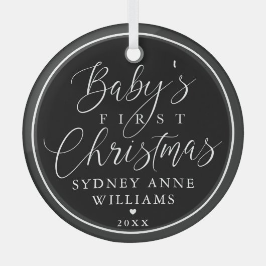 Baby's First Kerstman Custom Name Black Keepomwill Glas Ornament (Voorkant)