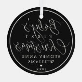 Baby's First Kerstman Custom Name Black Keepomwill Glas Ornament (Achterkant)