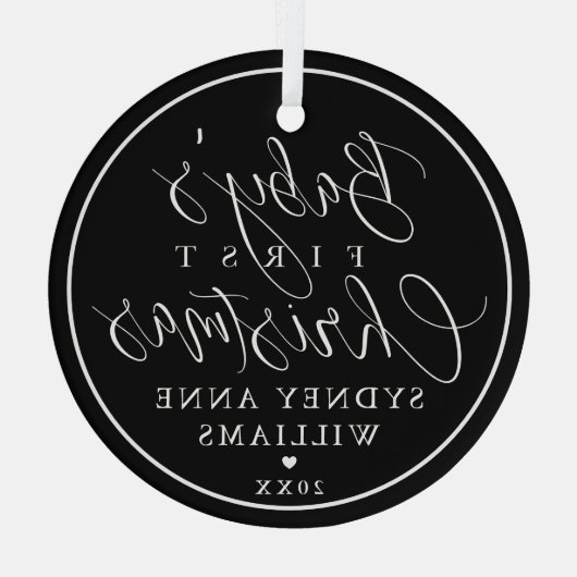 Baby's First Kerstman Custom Name Black Keepomwill Glas Ornament (Achterkant)
