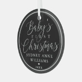 Baby's First Kerstman Custom Name Black Keepomwill Glas Ornament (Voorkant links)
