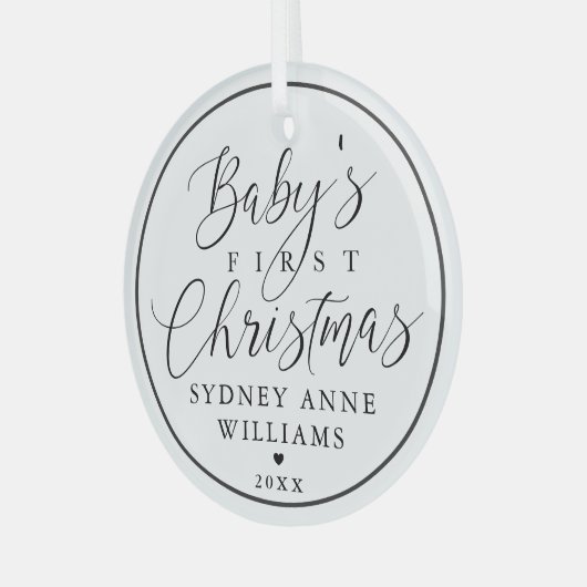 Baby's First Kerstman Custom Name White Keepomwill Glas Ornament (Voorkant links)