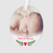 Baby's First Kerstman Holly Branch Berries Foto Ornament (voorkant)